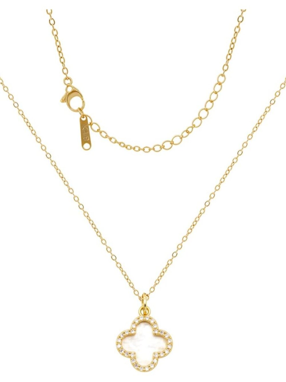 Clover Necklace For Women 14K Real Gold Silver Plated Four Leaf Clover Pendent N